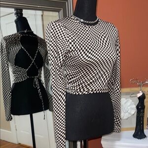 Checkered Black and White Women's Top